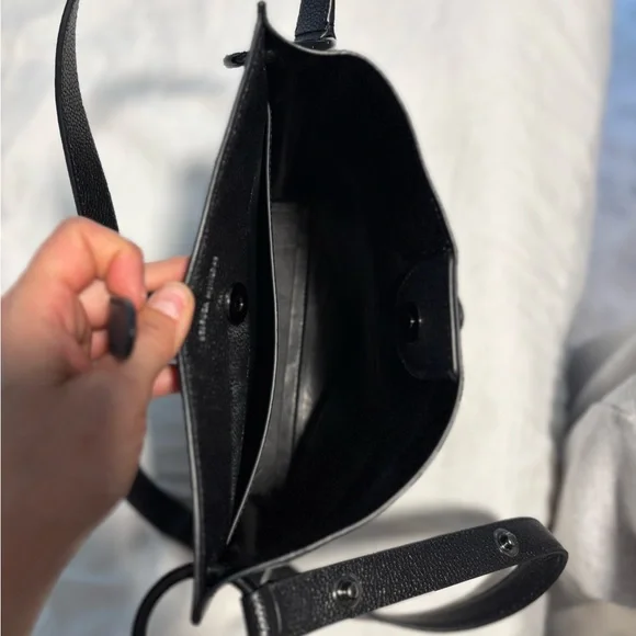 Rebecca Minkoff Megan Black Bucket Bag | Edgy Leather Crossbody Bag - Picture 6 of 8